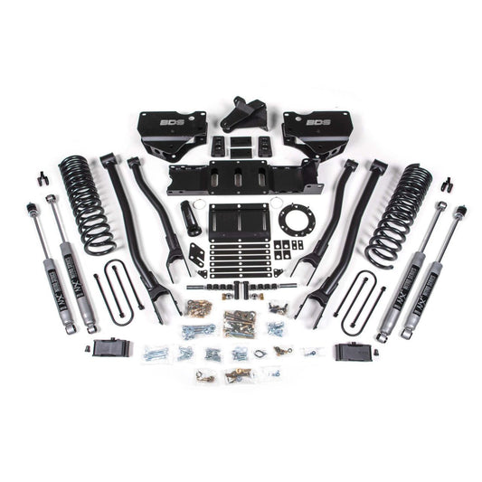 BDS Suspension | 4 Inch Lift Kit w/ 4-Link Ram 3500 19-23 4WD Gas With Factory Rear Overload Leaf Fox 2.0 Performance Shocks | BDS1677FS