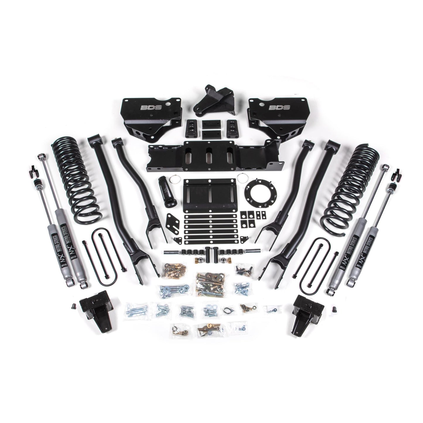 BDS Suspension | 6 Inch Lift Kit w/ 4-Link Ram 3500 19-24 4WD Diesel With Factory Rear Overload Leaf 8 Bolt Fox 2.0 Performance Shocks | BDS1693FS
