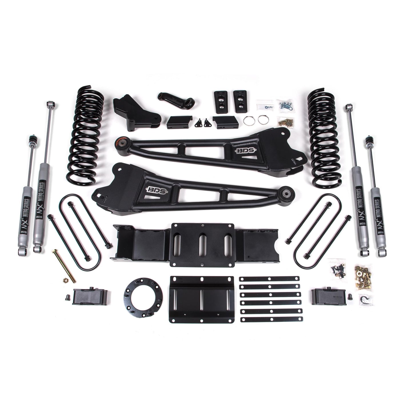 BDS Suspension | 4 Inch Lift Kit w/ Radius Arm Ram 3500 19-24 4WD Gas With Factory Rear Overload Leaf Fox 2.0 Performance Shocks | BDS1701FS