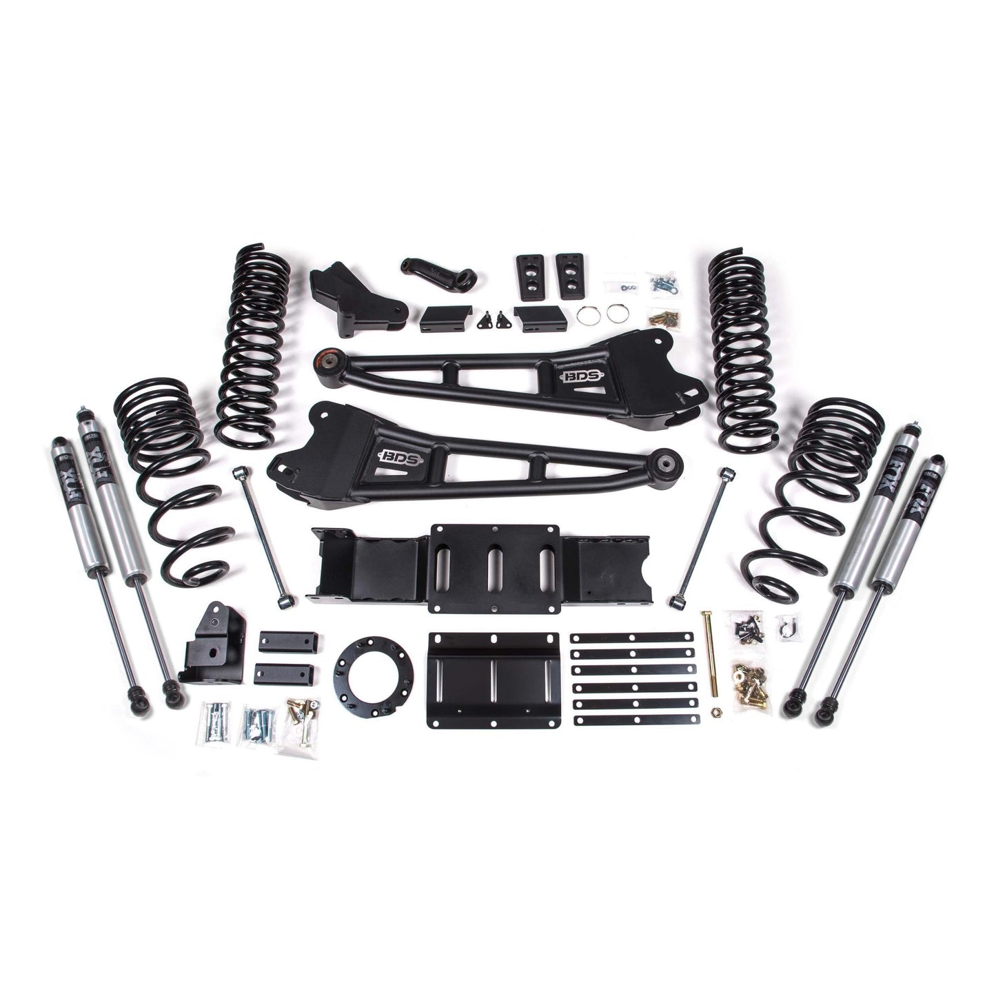 BDS Suspension | 4 Inch Lift Kit w/ Radius Arm Ram 3500 19-23 4WD Gas With Factory Rear Overload Leaf Fox 2.0 Performance Shocks | BDS1703FS