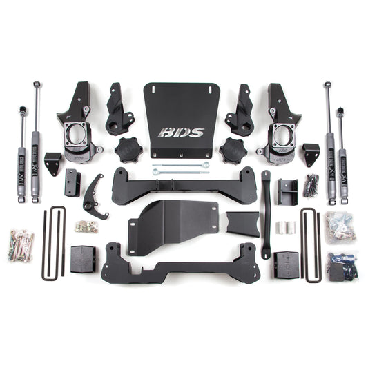 BDS Suspension | 7 Inch Lift Kit Silverado/Sierra 2500HD/3500 01-10 4WD Narrow Track Knuckle 5 Inch Block Fox 2.0 Performance | BDS1818FS