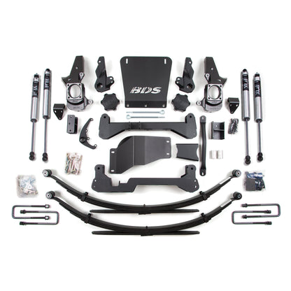 BDS Suspension | 7 Inch Lift Kit Silverado/Sierra 2500HD/3500 01-10 4WD Standard Knuckle Leaf Springs Fox 2.0 Performance | BDS190FS