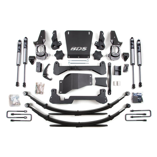BDS Suspension | 7 Inch Lift Kit Silverado/Sierra 2500HD/3500 01-10 4WD Standard Knuckle Leaf Springs Fox 2.0 Performance | BDS190FS