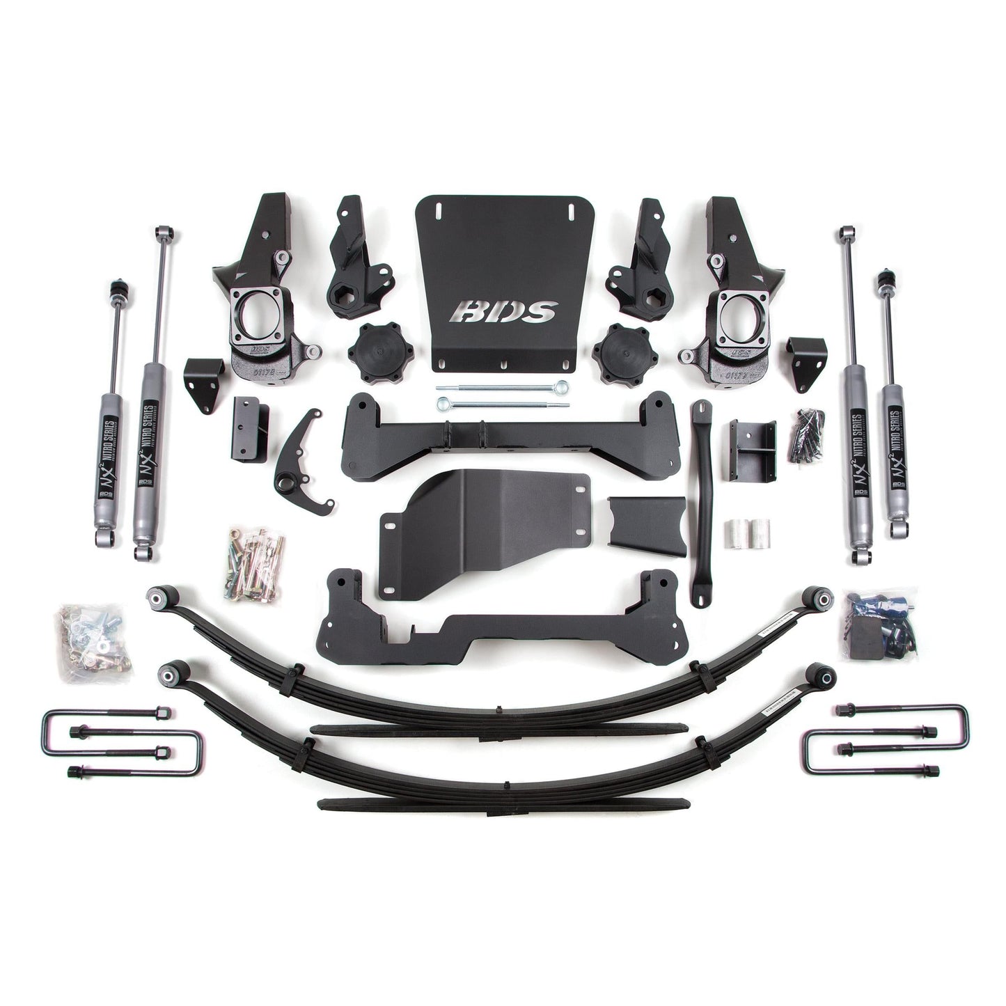BDS Suspension | 7 Inch Lift Kit Silverado/Sierra 2500HD/3500 01-10 4WD Standard Knuckle Leaf Springs NX2 Nitro Shocks | BDS190H