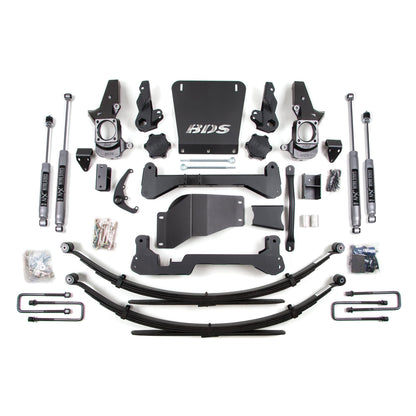 BDS Suspension | 7 Inch Lift Kit Silverado/Sierra 2500HD/3500 01-10 4WD Standard Knuckle Leaf Springs NX2 Nitro Shocks | BDS190H