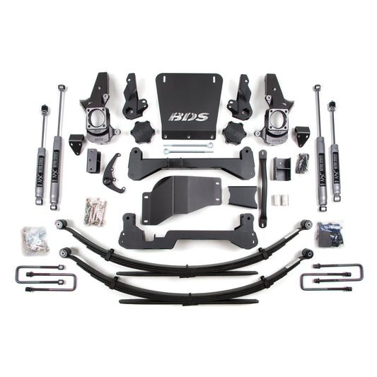 BDS Suspension | 7 Inch Lift Kit Silverado/Sierra 2500HD/3500 01-10 4WD Standard Knuckle Leaf Springs NX2 Nitro Shocks | BDS190H