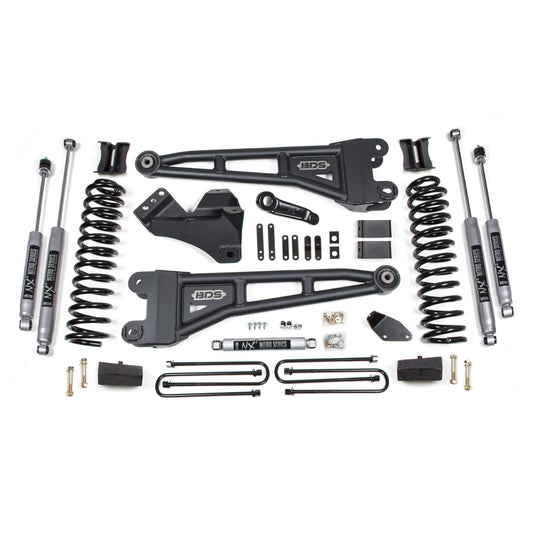 BDS Suspension | 4 Inch Lift Kit w/ Radius Arm Ford F250/F350 Super Duty 08-10 4WD Diesel Block Without Factory Overload Fox 2.0 Performance | BDS1937FS