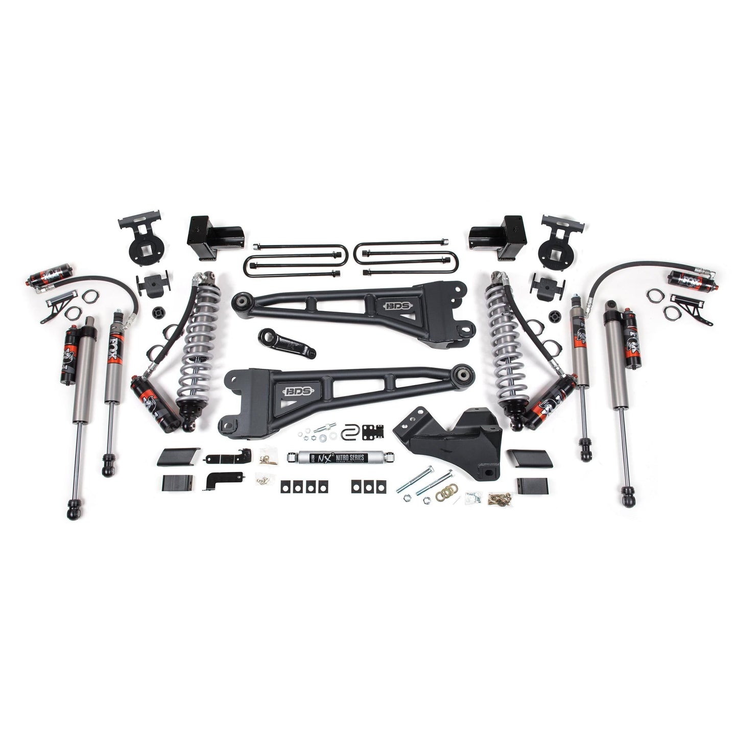 BDS Suspension | 4 Inch Lift Kit w/ Radius Arm FOX 2.5 Performance Elite Coil-Over Conversion Ford F250/F350 Super Duty 17-19 4WD Diesel 5 Inch Block 2 Leaf Main FOX 2.5 Performance Elite | BDS1967FPE