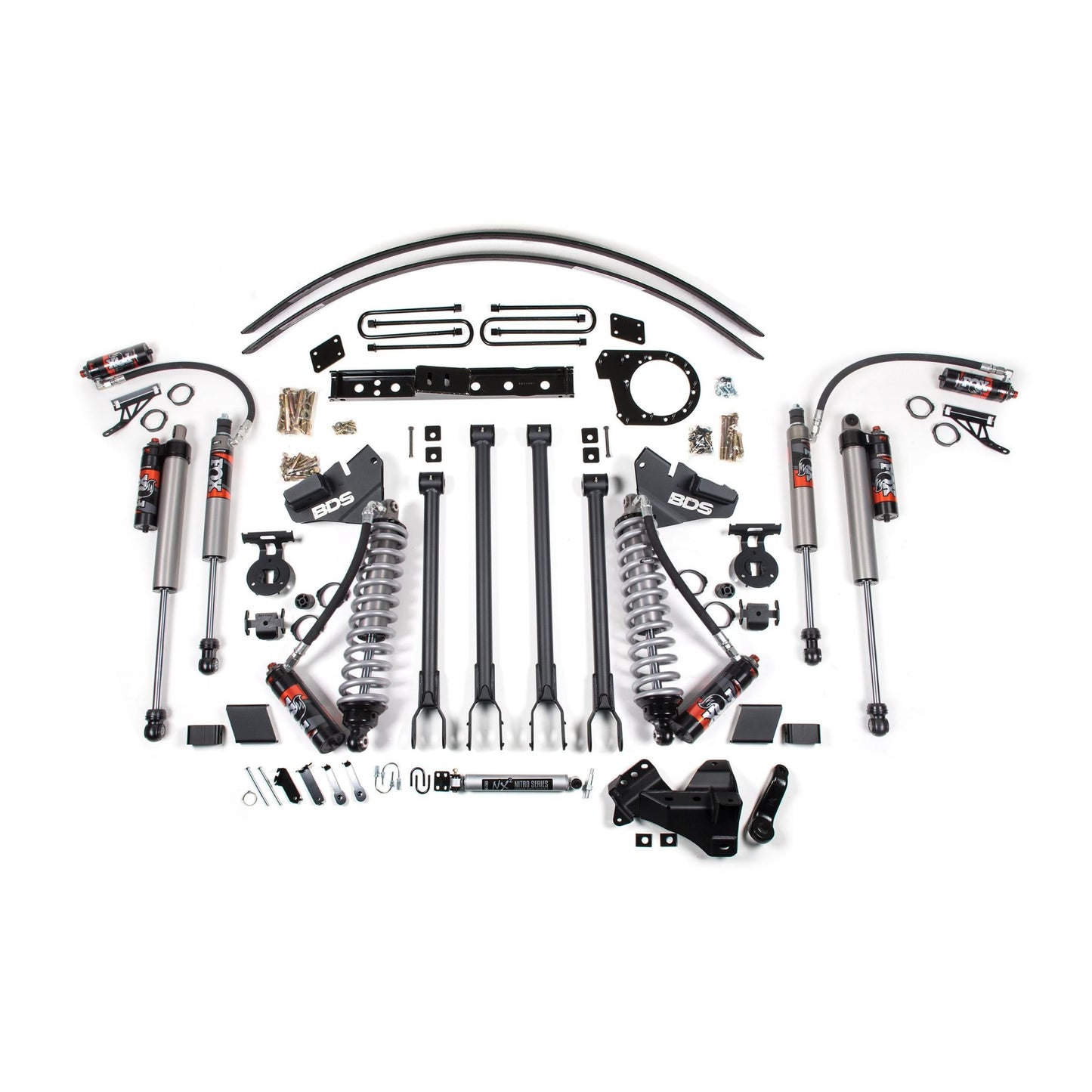 BDS Suspension | 6 Inch Lift Kit w/ 4-Link FOX 2.5 Performance Elite Coil-Over Conversion Ford F250/F350 Super Duty 17-19 4WD Diesel Block Kit and Add A Leaf Fox 2.5 Performance Elite Shoces | BDS1978FPE