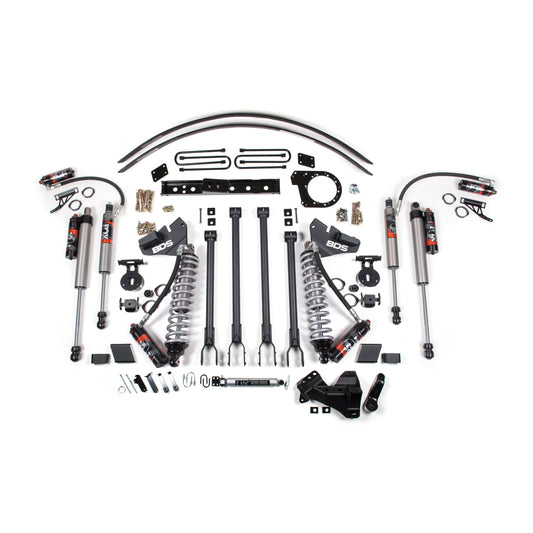 BDS Suspension | 6 Inch Lift Kit w/ 4-Link FOX 2.5 Performance Elite Coil-Over Conversion Ford F250/F350 Super Duty 17-19 4WD Diesel Block Kit and Add A Leaf Fox 2.5 Performance Elite Shoces | BDS1978FPE