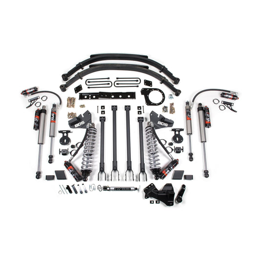 BDS Suspension | 7 Inch Lift Kit w/ 4-Link FOX 2.5 Performance Elite Coil-Over Conversion Ford F250/F350 Super Duty 20-22 4WD Diesel Leaf Springs | BDS1986FPE