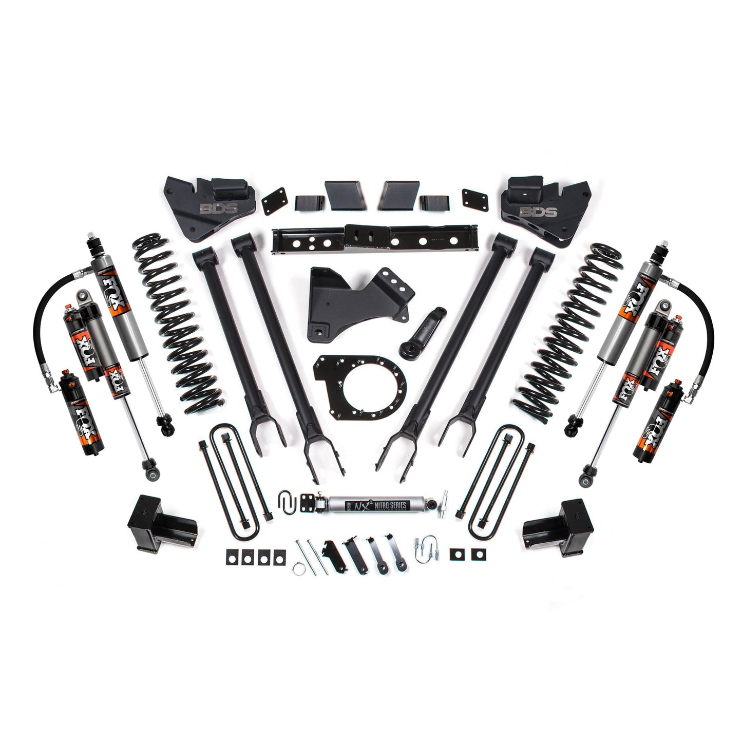 BDS Suspension | 7 Inch Lift Kit w/ 4-Link Ford F250/F350 Super Duty 20-22 4WD Diesel Fox 2.5 Performance Elite Shocks | BDS2215FPE