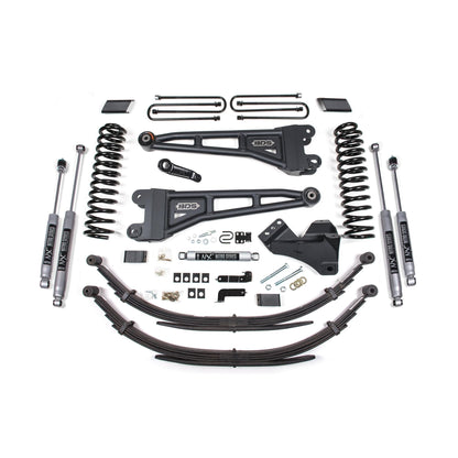 BDS Suspension | 4 Inch Lift Kit w/ Radius Arm Ford F250/F350 Super Duty 17-19 4WD Diesel 5 Inch Block 2 Leaf Main Fox 2.5 Performance Elite Shocks | BDS2220FPE
