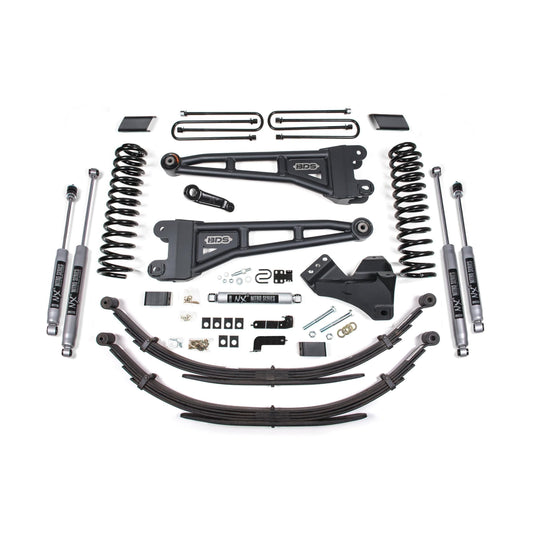 BDS Suspension | 4 Inch Lift Kit w/ Radius Arm Ford F250/F350 Super Duty 17-19 4WD Diesel 5 Inch Block 2 Leaf Main Fox 2.5 Performance Elite Shocks | BDS2220FPE