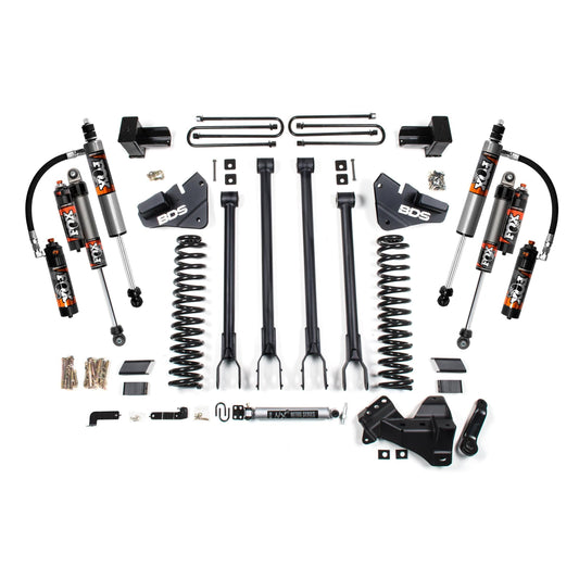 BDS Suspension | 4 Inch Lift Kit 4-Link Conversion Ford F250/F350 Super Duty 17-19 4WD Diesel 5 Inch Block 2 Leaf Main Fox 2.5 Performance Eliete Shocks | BDS2227FPE