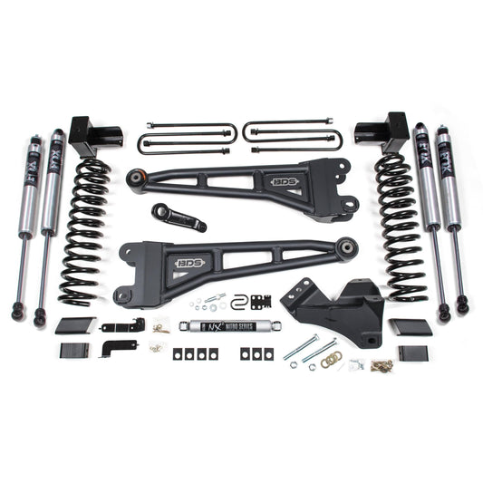 BDS Suspension | 5 Inch Lift Kit w/ Radius Arm Ford F250/F350 Super Duty 23-24 4WD Diesel 5 Inch Block with 2 Leaf Main Fox 2.0 Performance | BDS2242FS