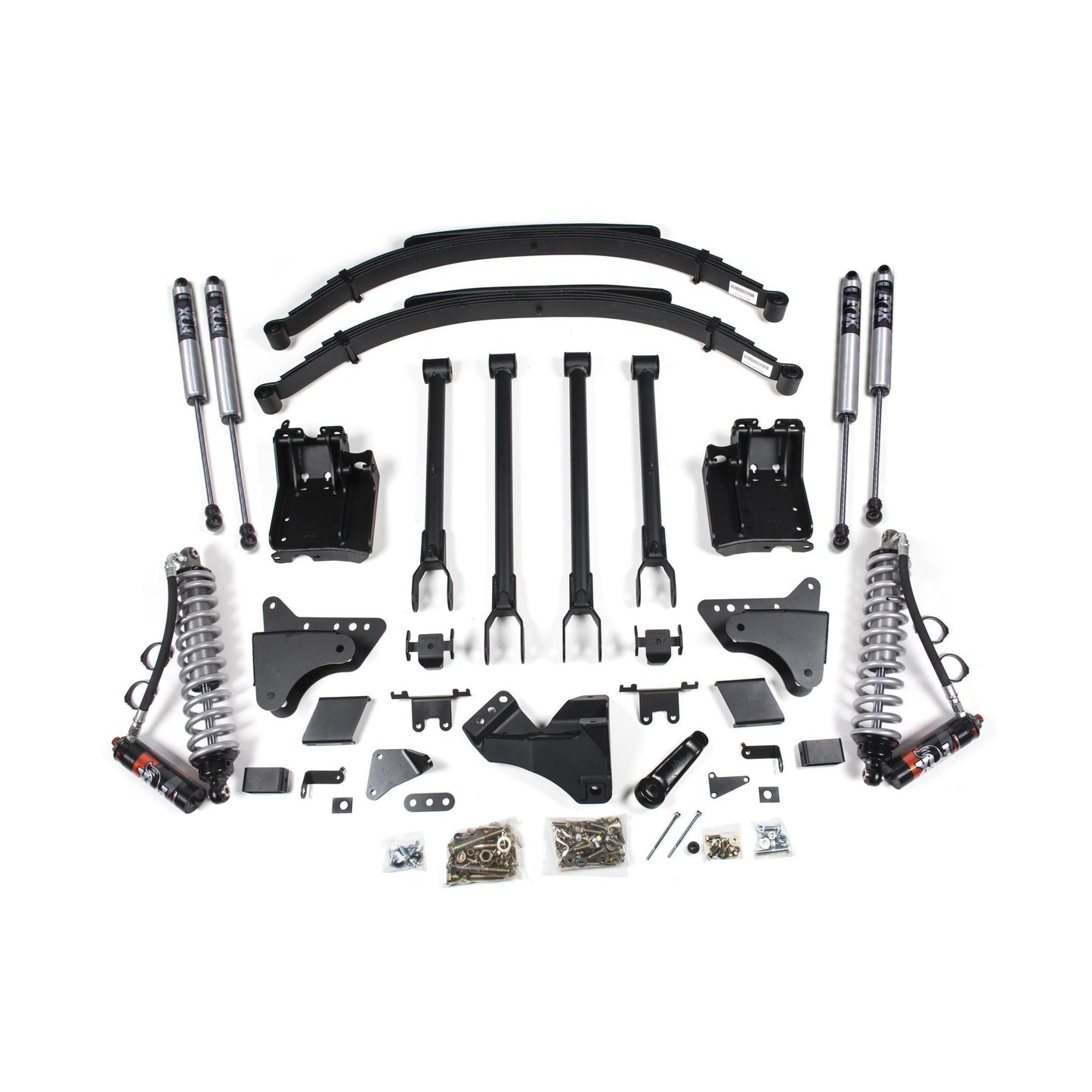 BDS Suspension | 6 Inch Lift Kit w/ 4-Link FOX 2.5 Performance Elite Coil-Over Conversion Ford F250/F350 Super Duty 11-16 4WD Diesel Factory 2 Inch Rear Blocks | BDS596FPE