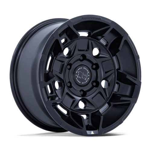 Black Rhino BR028 GUARD Matte Black wheel showcasing a bold five-spoke design and off-road durability.