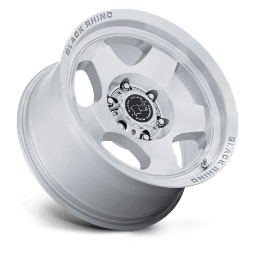 Black Rhino BR031 SOL Gloss Silver W/ Machined Face wheel with a sleek five-spoke design and concave lip.