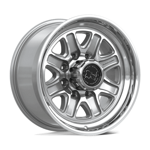 Black Rhino BR032 ECHO Gloss Silver W/ Machined Face wheel showcasing rugged design and classic off-road aesthetic.