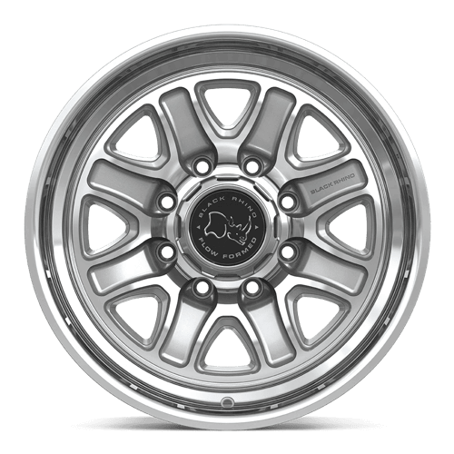 Black Rhino BR032 ECHO Gloss Silver W/ Machined Face wheel with recessed spokes and polished lip.