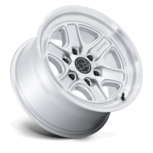 Black Rhino BR032 ECHO Gloss Silver W/ Machined Face wheel showcasing its rugged design and modern features.