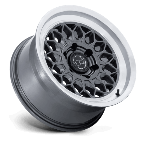 Black Rhino BR034 GRAZ Gloss Gunmetal W/ Machined Lip wheel featuring retro mesh design and modern trail grit.