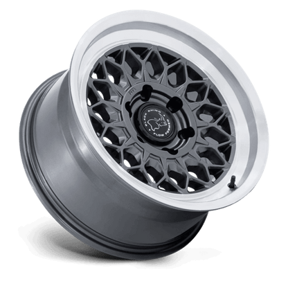 Black Rhino BR034 GRAZ Gloss Gunmetal W/ Machined Lip wheel featuring retro mesh design and modern trail grit.