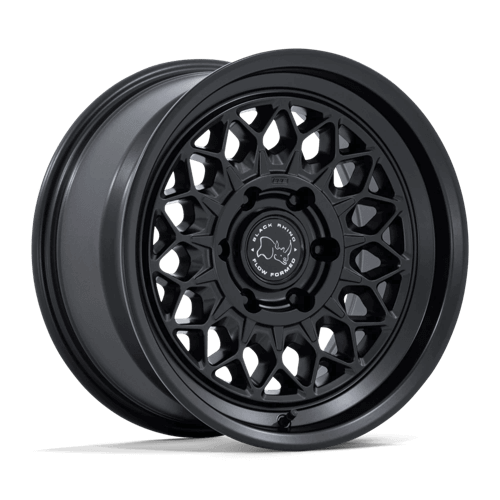 Black Rhino BR034 GRAZ Matte Black wheel featuring retro mesh design and modern performance, crafted with Flow Formed Technology.
