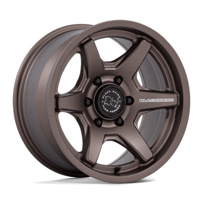 Black Rhino BR035 KUMA Burnt Bronze wheel with a six-spoke design and Flow Formed Technology.
