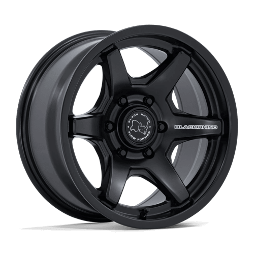 Black Rhino BR035 KUMA Matte Black wheel featuring a sleek six-spoke design and Flow Formed Technology.