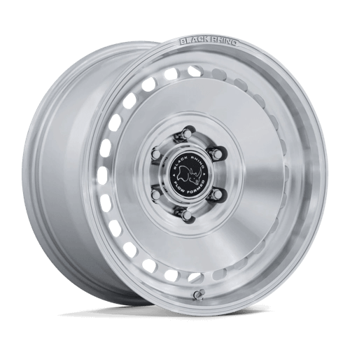 Black Rhino BR036 BASIN Gloss Silver W/ Machined Face wheel showcasing its rally-inspired design and rugged performance.