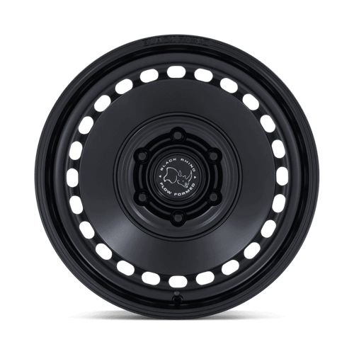 Black Rhino BR036 BASIN Matte Black wheel featuring a modern rally design and rugged style.