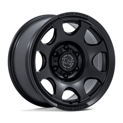 Black Rhino BR037 TEMBO Matte Black 8-spoke wheel with a rugged design and Bead Retention System for off-road use.