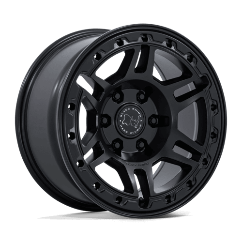 Black Rhino BR039 VANGUARD Matte Black wheel showcasing bold 6-spoke design and robust construction.