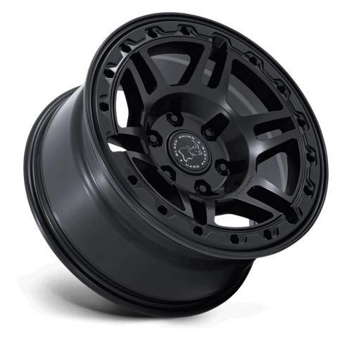 Black Rhino BR039 VANGUARD Matte Black wheel featuring a slotted 6-spoke design and concave profile.