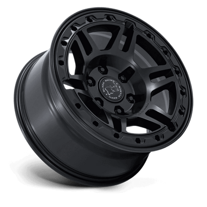 Black Rhino BR039 VANGUARD Matte Black wheel featuring a slotted 6-spoke design and concave profile.
