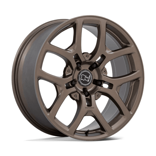 Black Rhino BR406 ROCKLEDGE Matte Bronze wheel showcasing a techform five-spoke design and 20x8.5" size.