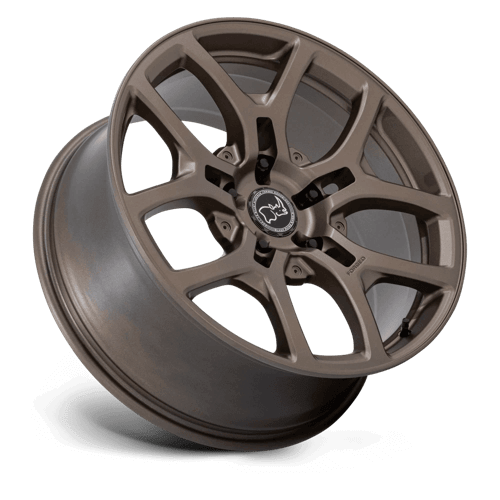 Black Rhino BR406 ROCKLEDGE Matte Bronze wheel showcasing a sleek five-spoke design and durable forged aluminum construction.