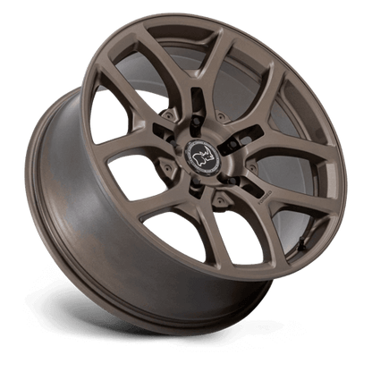 Black Rhino BR406 ROCKLEDGE Matte Bronze wheel showcasing a sleek five-spoke design and durable forged aluminum construction.