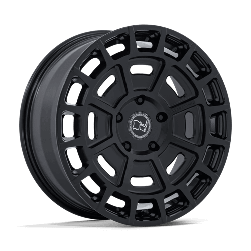 Black Rhino BR404 VOLTAIC Matte Black wheel showcasing unique full-face design for off-road vehicles.