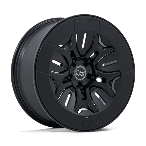 Black Rhino BR406 ROCKLEDGE Matte Black wheel featuring a five-spoke design and a sleek matte black finish.