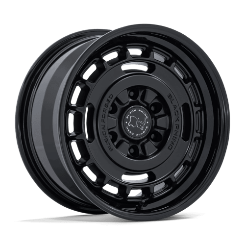 Black Rhino BR600 VAGABOND Matte Black W/ Gloss Black Lip off-road wheel with retro design features.