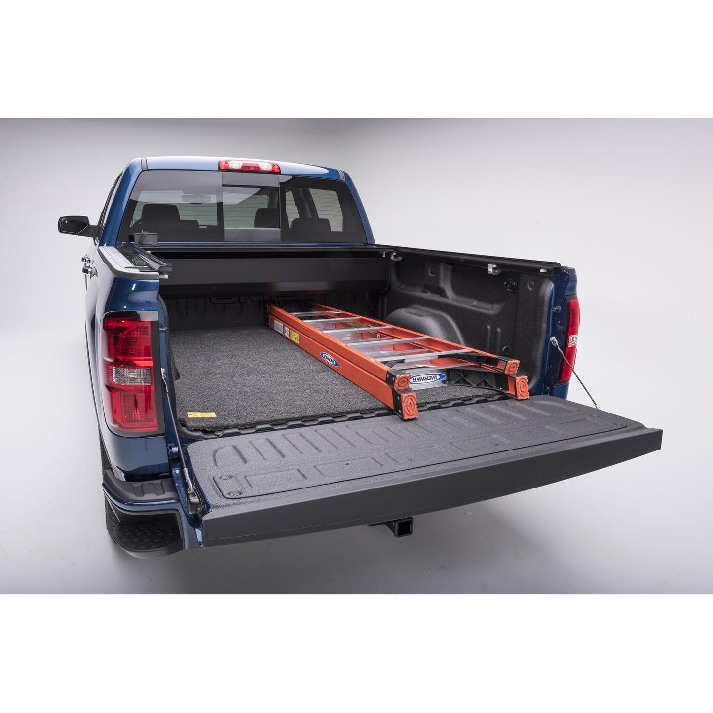 BedRug 2020-2025 Jeep JT Gladiator 5' Bed 3/4 Inch Thick Bed Mat - Charcoal (BMJ20SBS) installed in a pickup truck bed.