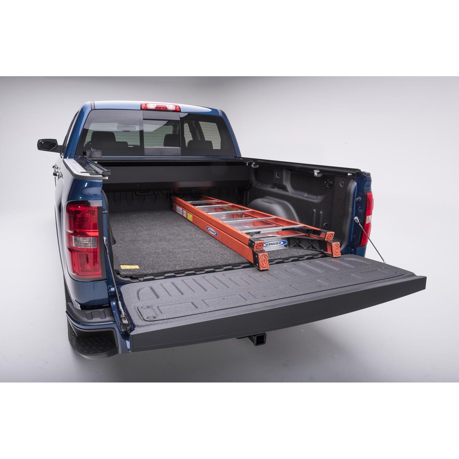 BedRug 2020-2025 Jeep JT Gladiator 5' Bed 3/4 Inch Thick Bed Mat - Charcoal (BMJ20SBS) installed in a pickup truck bed.