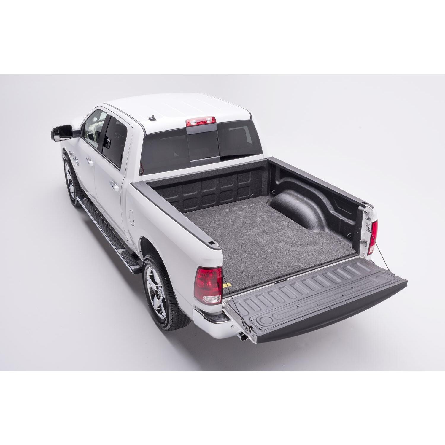 BedRug 02-18 Ram 6'4"1500 3/4 Inch Thick w/o Bed Rail Storage Bed Mat w/o Cargo Channel - Charcoal (BMT02SBS) in truck bed.