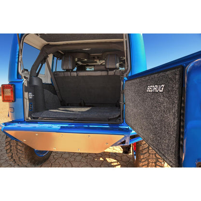 BedRug Jeep 07-10 JK Unltd 4Dr RR 5Pc Cargo Kit - Charcoal (Inc Tlgte & Tub Liner) Cargo Kit 5 pc installed in blue Jeep.