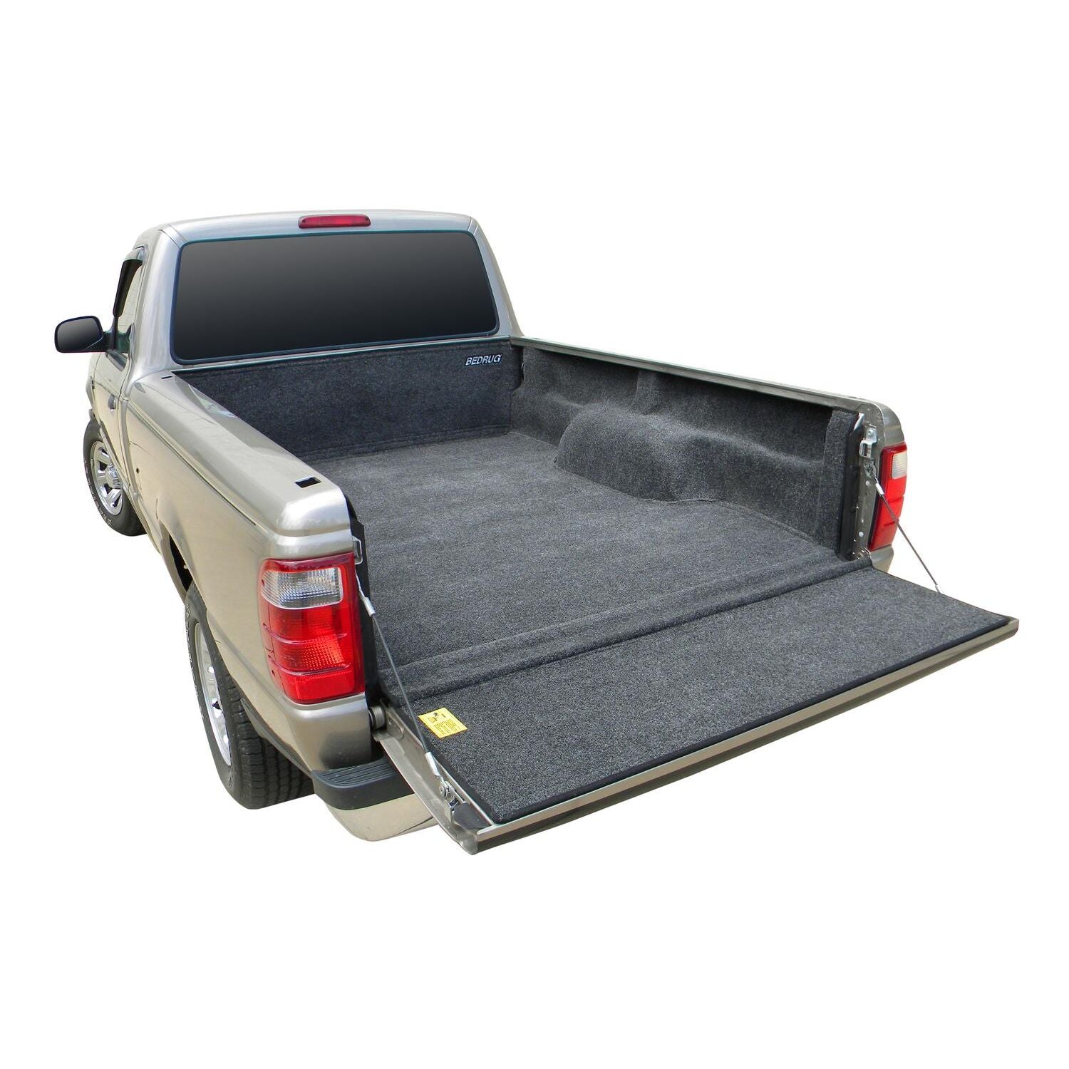 BedRug 2024 Ford Ranger Supercrew 5' Bed Liner w/ Tailgate Mat - Charcoal (BRR24DCK) installed in truck bed.