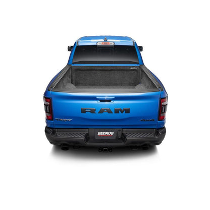 BedRug 2019-2025 Ram 1500 5'7" Bed Liner w/ Tailgate Mat w/o RamBox w/o Multifunction Tailgate - Charcoal (BRT19CCK) installed in blue Ram truck.