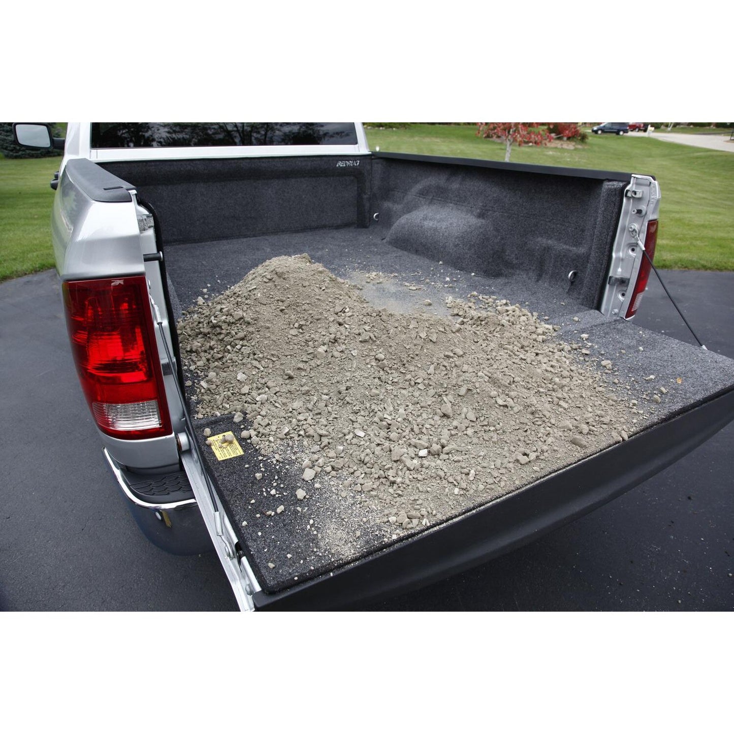 BedRug 2019-2025 Ram 1500 5'7" Bed Liner w/ Tailgate Mat w/o RamBox w/o Multifunction Tailgate - Charcoal (BRT19CCK) with dirt load.